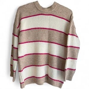 Striped Tan and Pink Women's Sweater